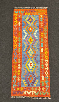 Handvävd Ull kelimmatta - 199 x 80 cm