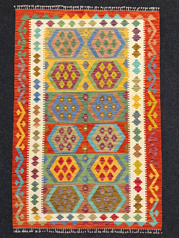 Handvävd Ull kelimmatta - 185 x 123 cm