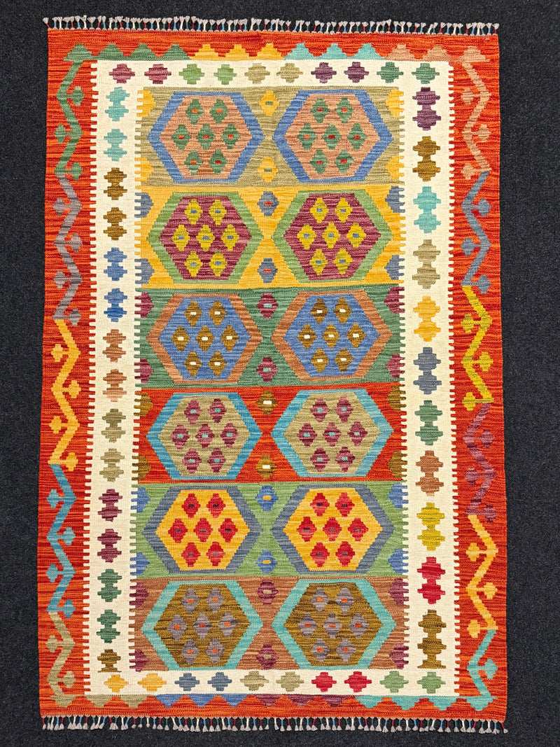 Handvävd Ull kelimmatta - 185 x 123 cm