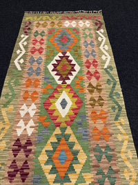 Handvävd Ull kelimmatta - 203 x 73 cm