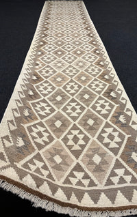 Handvävd Ull kelimmatta - 380 x 79 cm