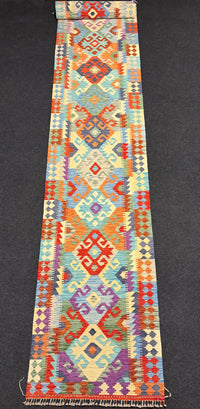 Handvävd Ull kelimmatta - 489 x 86 cm