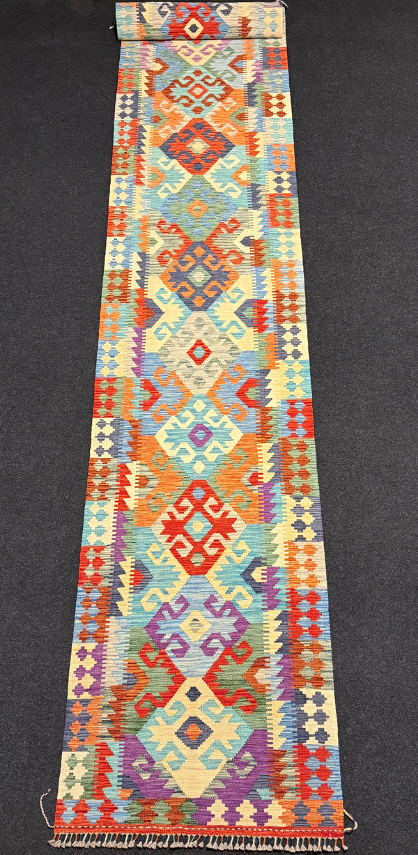 Handvävd Ull kelimmatta - 489 x 86 cm