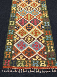 Handvävd Ull kelimmatta - 294 x 84 cm