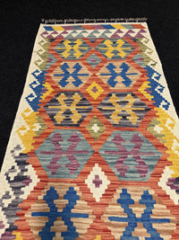 Handvävd Ull kelimmatta - 289 x 85 cm