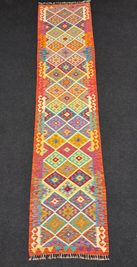 Handvävd Ull kelimmatta - 386 x 84 cm