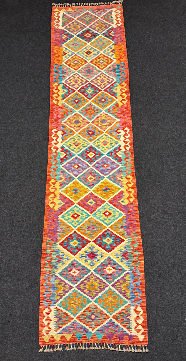 Handvävd Ull kelimmatta - 386 x 84 cm