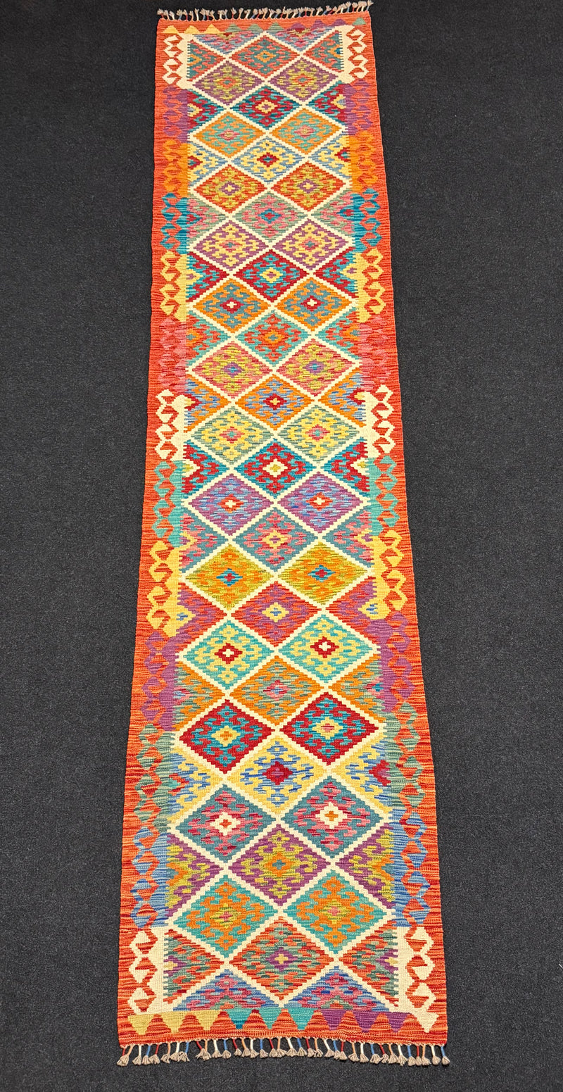 Handvävd Ull kelimmatta - 386 x 84 cm