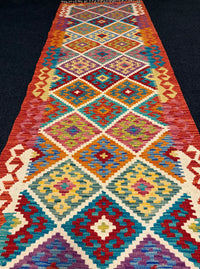 Handvävd Ull kelimmatta - 386 x 84 cm