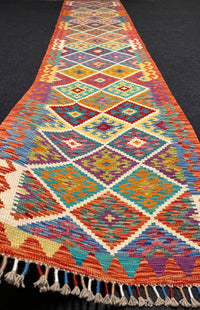 Handvävd Ull kelimmatta - 386 x 84 cm