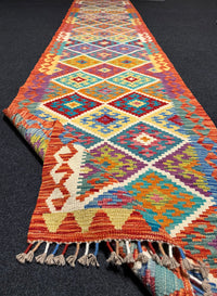 Handvävd Ull kelimmatta - 386 x 84 cm