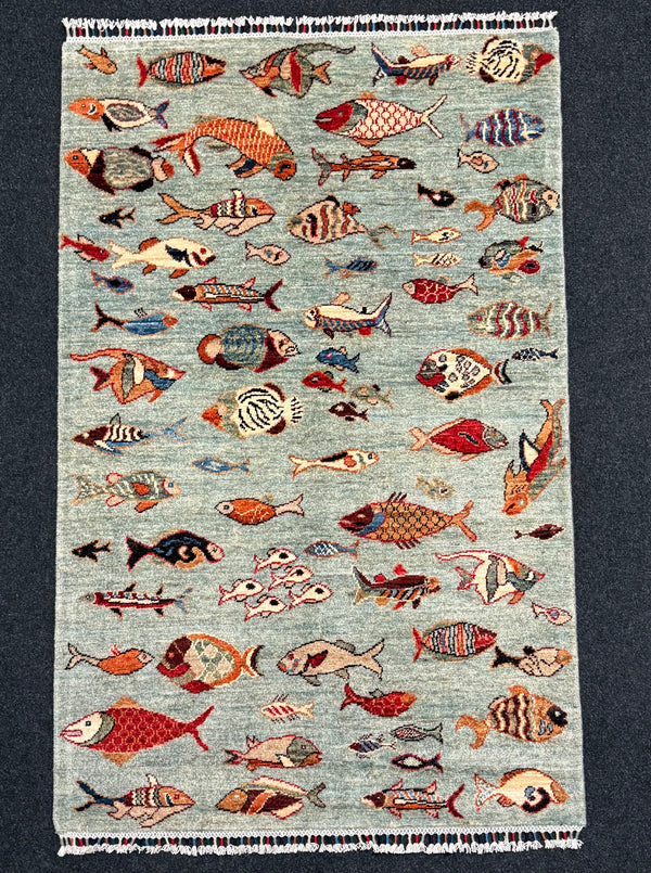 Fine Ziegler Figural Handknuten Matta  — 151 × 97 cm