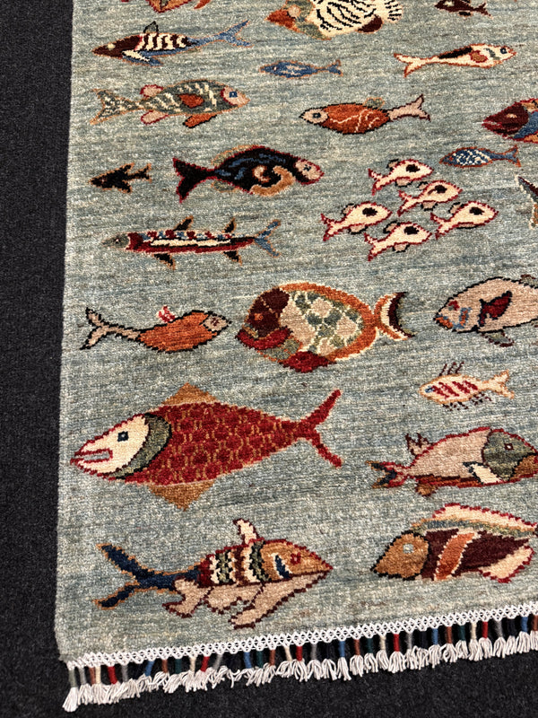 Fine Ziegler Figural Handknuten Matta  — 151 × 97 cm