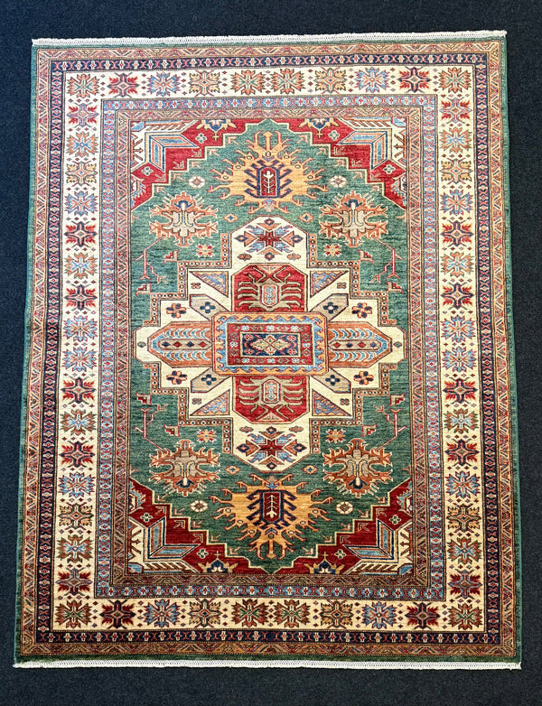 Handknuten fine Kazak‑matta — 195 ×150 cm