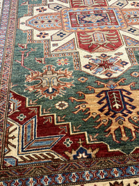 Handknuten fine Kazak‑matta — 195 ×150 cm