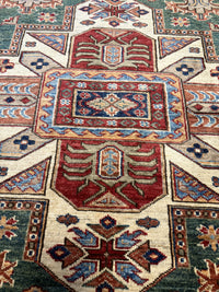 Handknuten fine Kazak‑matta — 195 ×150 cm