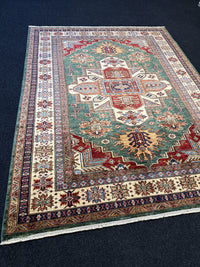 Handknuten fine Kazak‑matta — 195 ×150 cm