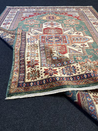 Handknuten fine Kazak‑matta — 195 ×150 cm