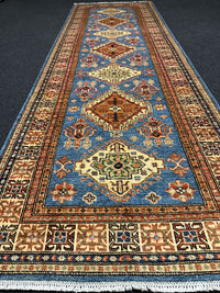 Handknuten fine Kazak‑matta — 303 ×100 cm