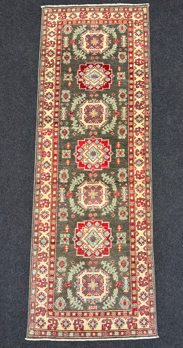 Handknuten Kazak‑matta — 241 × 81 cm