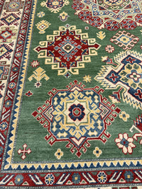 Handknuten Kazak‑matta — 296 × 194 cm