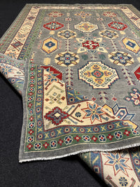 Handknuten Kazak‑matta — 304 × 197 cm