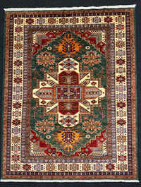Handknuten fine Kazak‑matta — 186×154 cm