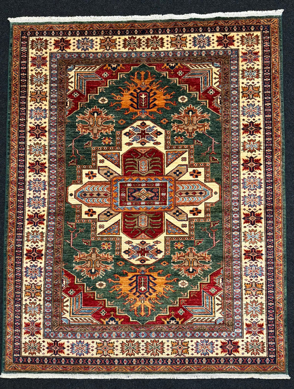 Handknuten fine Kazak‑matta — 186×154 cm