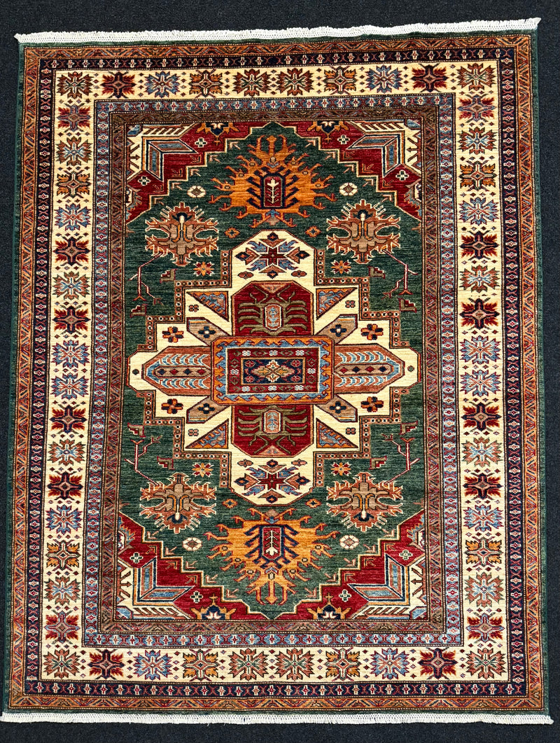 Handknuten fine Kazak‑matta — 186×154 cm