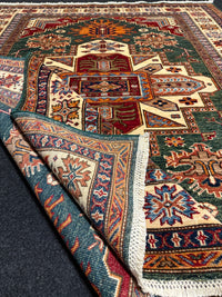 Handknuten fine Kazak‑matta — 186×154 cm