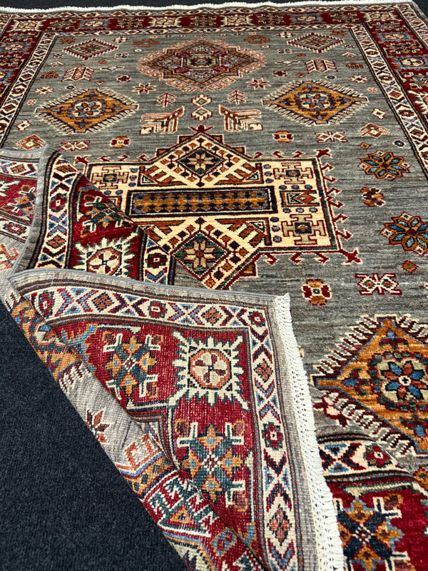 Handknuten fine Kazak‑matta  — 203×148 cm