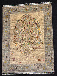 Handknuten “Gabbeh”‑matta med designen “Tree of Life  — 197×147 cm