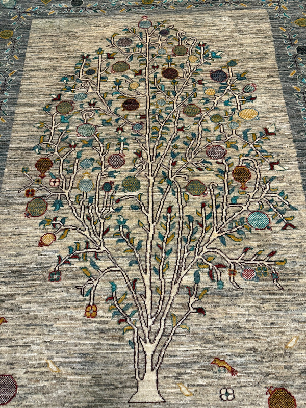 Handknuten “Gabbeh”‑matta med designen “Tree of Life  — 197×147 cm