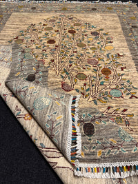 Handknuten “Gabbeh”‑matta med designen “Tree of Life  — 197×147 cm