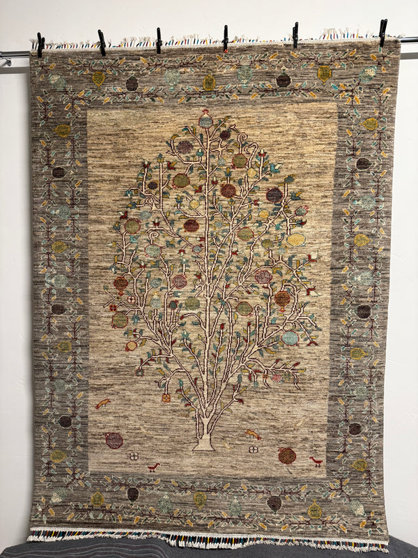 Handknuten “Gabbeh”‑matta med designen “Tree of Life  — 197×147 cm